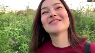 porn public outdoor blowjob with creampie from shy teen girl in the bushes hd