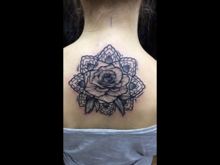 porn татуироа в стиле дотворк роза и мандала dotwork tattoo rose and mandala дом элит тату tattoo studio moscow hd